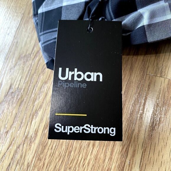 Urban Pipeline Plaid Button Up Black Gray Large - Picture 10 of 11